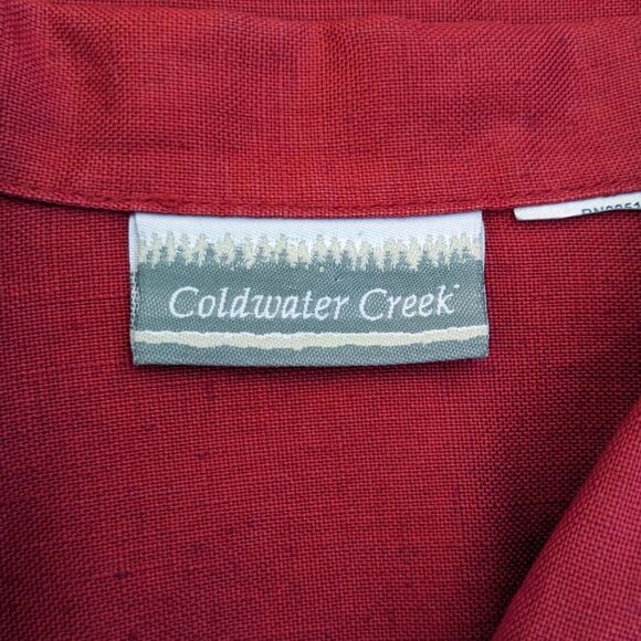 Coldwater Creek Womens MED Red Linen Embroidered Jacket Shacket - Picture 6 of 8